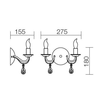 Redo 02-710 - Zidna lampa FABIOLA 2xE14/28W/230V