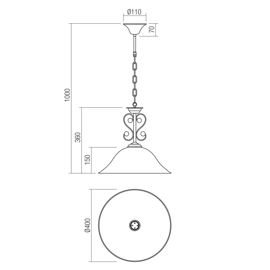 Redo 02-990 - Luster na lancu VERSUS 1xE27/42W/230V