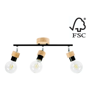 Reflektorska svjetiljka MARJOLAINE 3xE27/25W/230V hrast – FSC certificirano