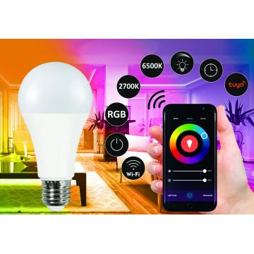 RGBW LED Prigušiva žarulja A65 E27/11W/230V 2700-6500K Wi-Fi Tuya