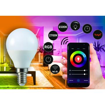 RGBW LED Prigušiva žarulja G45 E14/5,5W/230V 2700-6500K Wi-Fi Tuya