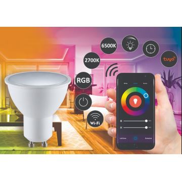 RGBW LED Prigušiva žarulja G45 GU10/5,5W/230V 2700-6500K Wi-Fi Tuya