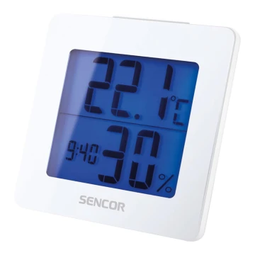 Sencor - Meteorološka stanica s LCD zaslonom i budilicom 1xAA bijela