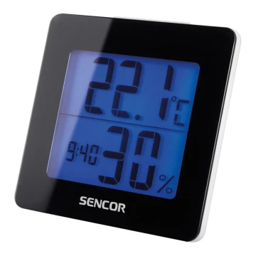 Sencor - Meteorološka stanica s LCD zaslonom i budilicom 1xAA crna
