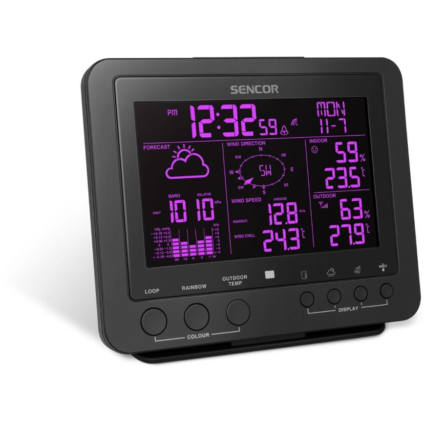 Sencor - Profesionalna meteorološka stanica s LCD zaslonom u boji 1xCR2032