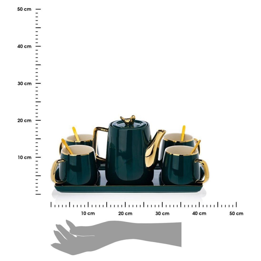 Servis za čaj NOAH zelena/zlatna