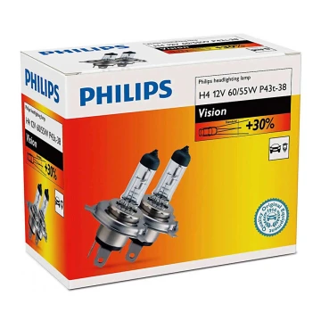 SET 2x Auto žarulja Philips VISION 12342PRC2 H4 P43t-38/60W/55W/12V 3200K