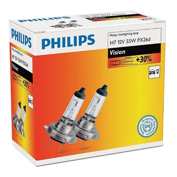 SET 2x Auto žarulja Philips VISION 12972PRC2 H7 PX26d/55W/12V 3200K