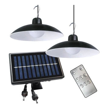 SET 2x LED Prigušiva solarna viseća svjetiljka sa senzorom za dan/noć LED/6W/3,7V 2000 mAh IP44 + daljinski upravljač