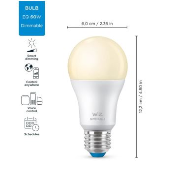 SET 2x LED Prigušiva žarulja A60 E27/8W/230V 2700K CRI 90 Wi-Fi - WiZ