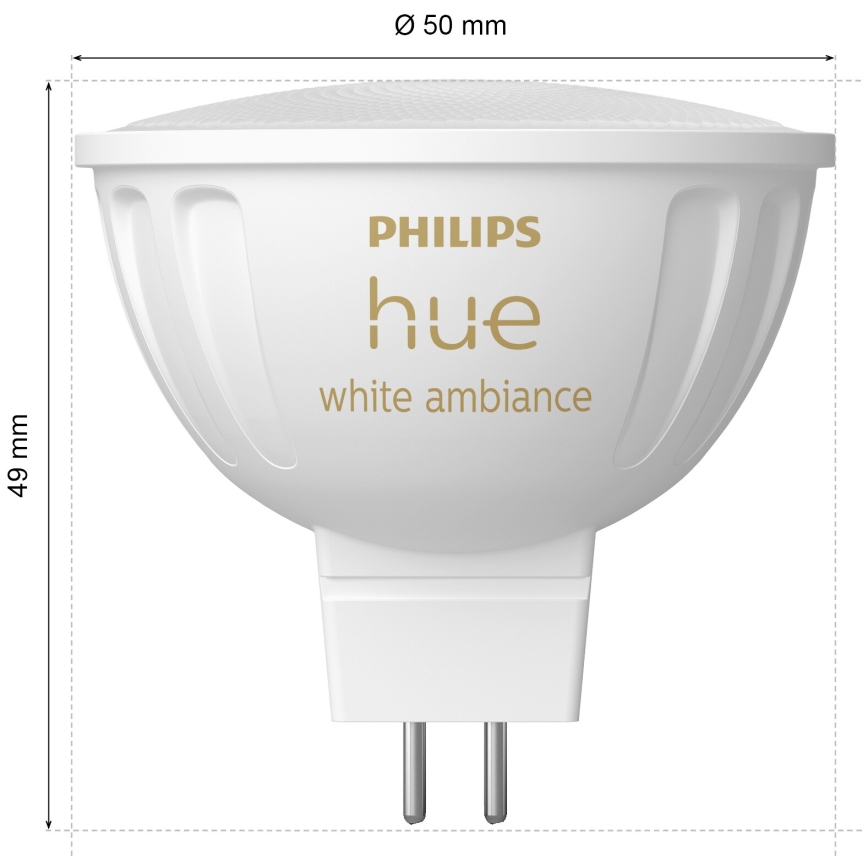 SET 2x LED Prigušiva žarulja Philips Hue White Ambiance GU5,3/MR16/5,1W/12V 2200-6500K