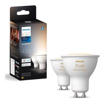 SET 2x LED Prigušiva žarulja Philips Hue WHITE AMBIANCE GU10/4,2W/230V 2200-6500K