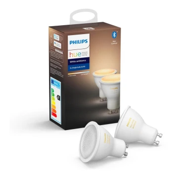 SET 2x LED Prigušiva žarulja Philips Hue WHITE AMBIANCE GU10/5W/230V 2200-6500K