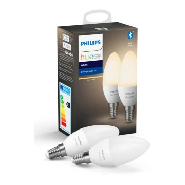 SET 2x LED Prigušiva žarulja Philips Hue WHITE E14/5,5W/230V 2700K