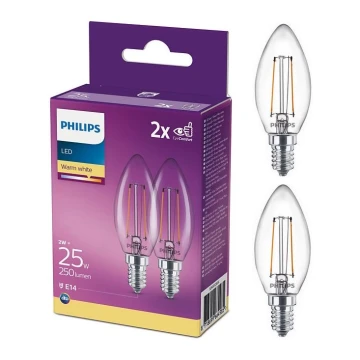 SET 2x LED Žarulja Philips B35 E14/2W/230V 2700K