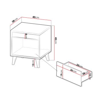 SET 2x Noćni ormarić NORD 45x40 cm smeđa/antracit