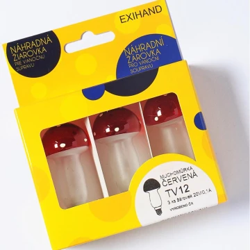 SET 3 x Zamjenska žarulja MUSHROOM E10/20V/0,1A crvena, Proizvedeno u Europi