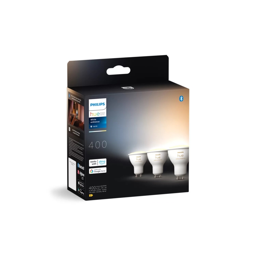 SET 3x LED Prigušiva žarulja Philips Hue WHITE AMBIANCE GU10/4,2W/230V 2200-6500K