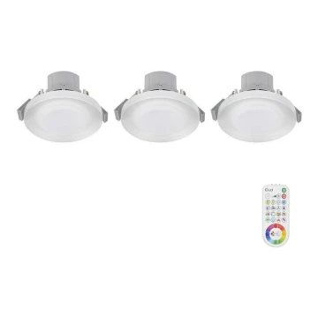 SET 3x LED RGB Prigušiva ugradbena svjetiljka ARGON LED/7,3W/230V + daljinski upravljač