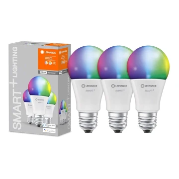 SET 3x LED RGB Prigušiva žarulja SMART+ E27/9W/230V 2700K-6500K Wi-Fi - Ledvance