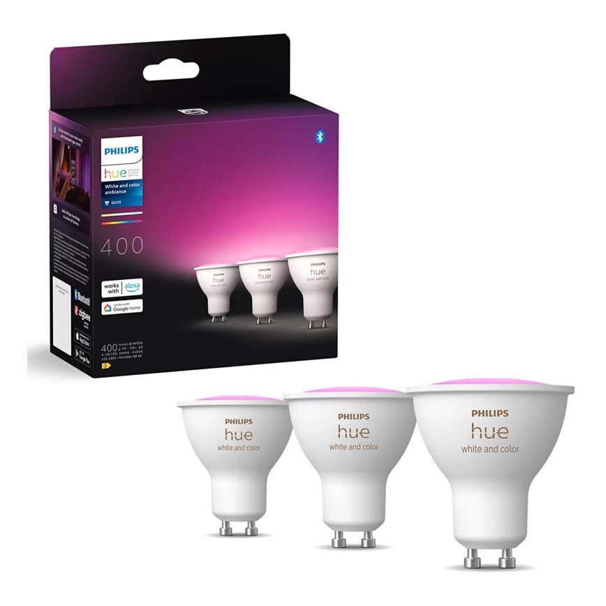 SET 3x LED RGBW Prigušiva žarulja Philips Hue WHITE AND COLOR AMBIANCE GU10/4,2W/230V 2000-6500K