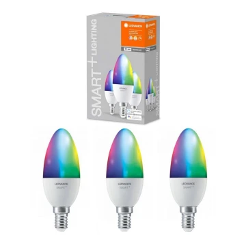 SET 3x LED RGBW Prigušiva žarulja SMART+ E14/5W/230V 2700K-6500K Wi-Fi - Ledvance