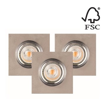 SET 3x LED Ugradbena svjetiljka VITAR 1xGU10/5W/230V CRI 90 beton – FSC certificirano