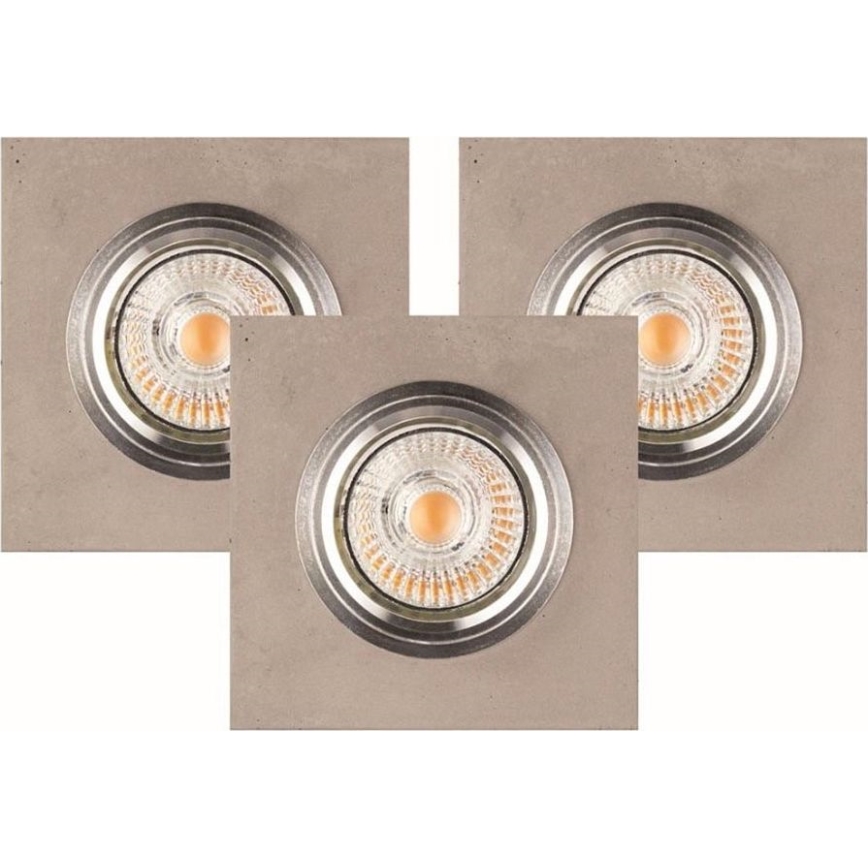 SET 3x LED Ugradbena svjetiljka VITAR 1xGU10/5W/230V CRI 90 beton – FSC certificirano