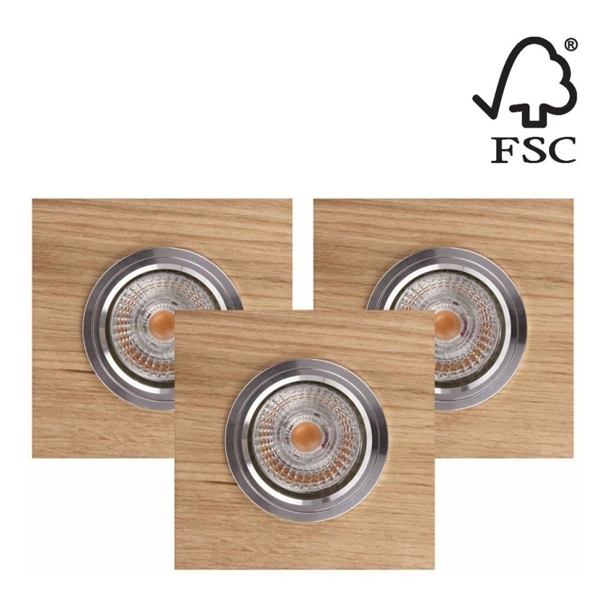 SET 3x LED Ugradbena svjetiljka VITAR 1xGU10/5W/230V CRI 90 hrast – FSC certificirano