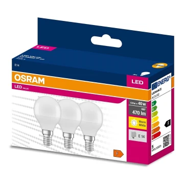 SET 3x LED Žarulja P45 E14/4,9W/230V 3000K - Osram