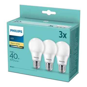 SET 3x LED Žarulja Philips E27/5,5W/230V 2700K