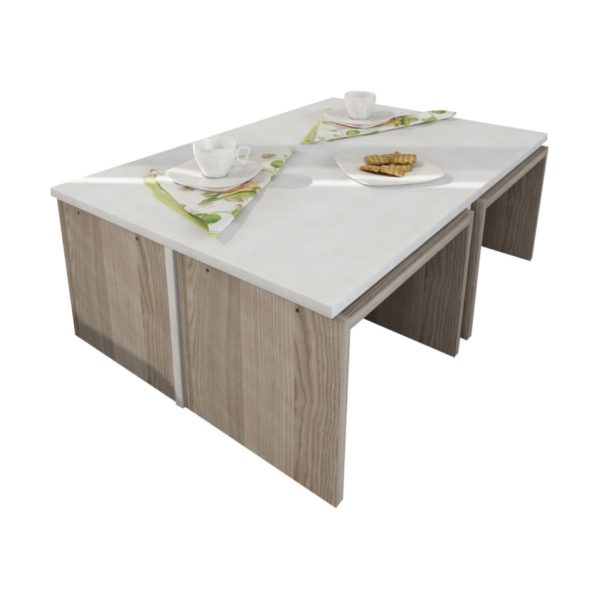 SET 4x Pomoćni stolić CHEST 29x41 cm + stolić za kavu 32x90 cm