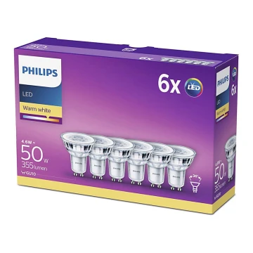 SET 6x LED Žarulja Philips GU10/4,6W/230V 2700K