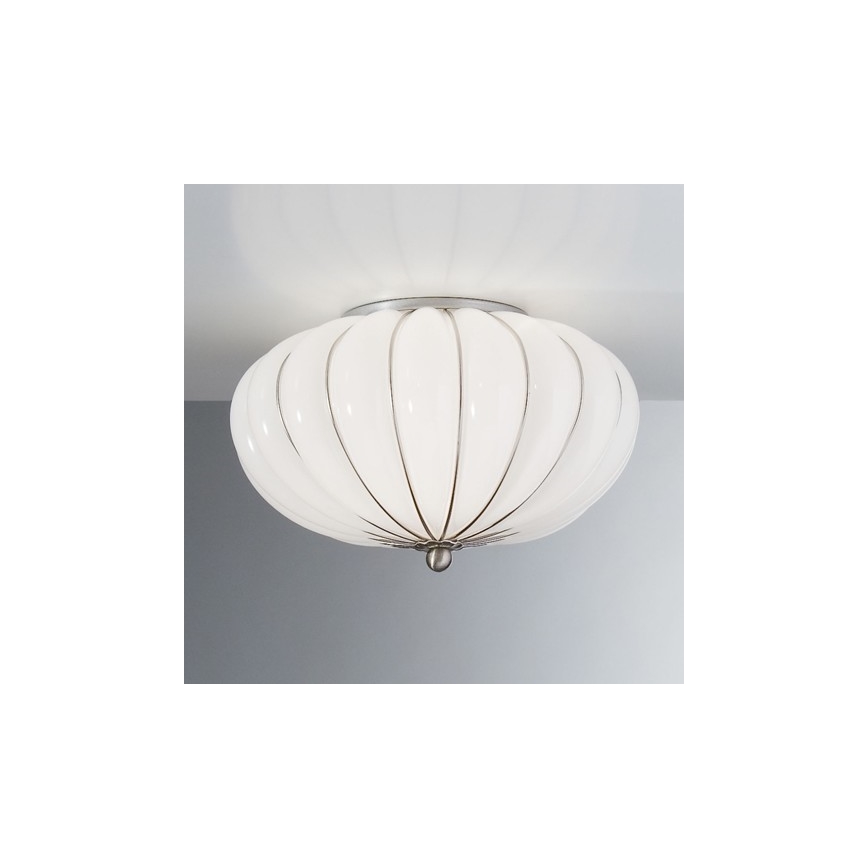 SIRU - Stropna svjetiljka GIOVE 2xE14/40W/230V pr. 29 cm krom/bijela murano staklo
