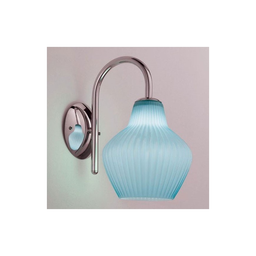 SIRU - Zidna lampa LONDON 1xE27/60W/230V plava/sjajni krom murano staklo