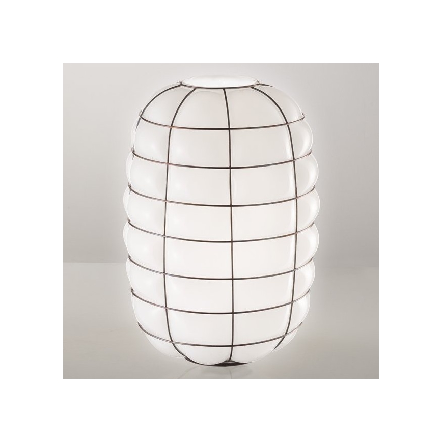 SIRU - Zidna svjetiljka LANTERNA 1xE27/60W/230V crna/bijela murano staklo