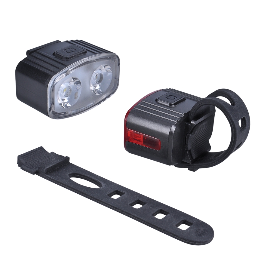 SET 2x LED Prigušiva punjiva svjetiljka za bicikl 350 mAh IP44 crvena/bijela