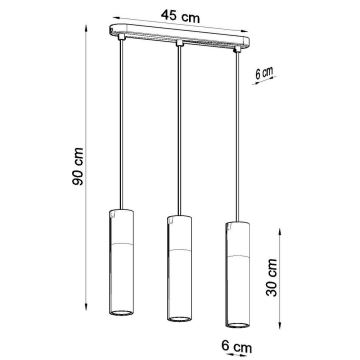 Luster na sajli PABLO 3xGU10/40W/230V bijela/bukva