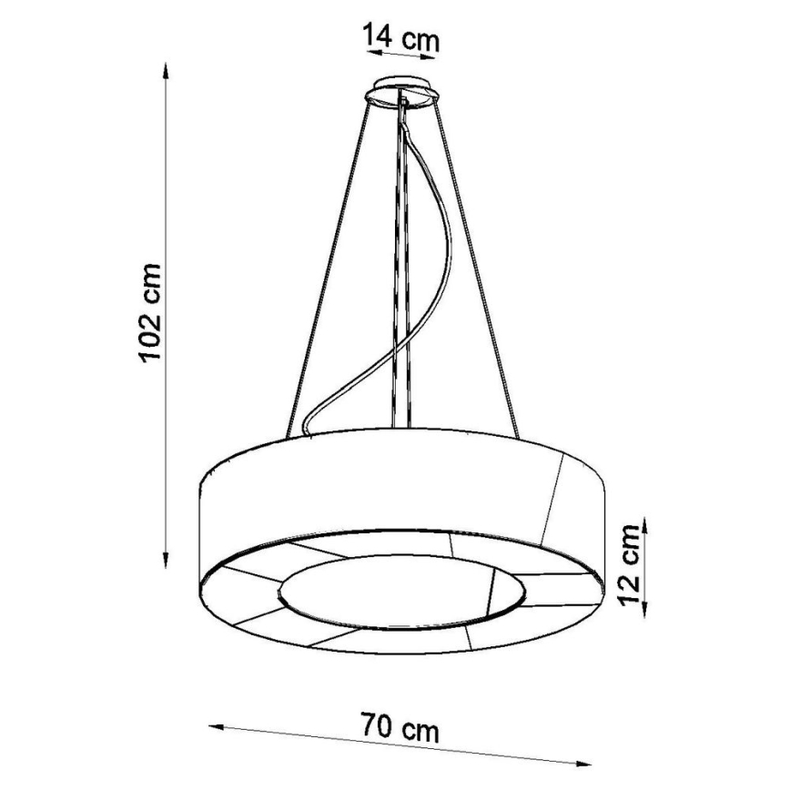 Luster na sajli SATURNO SLIM 6xE27/60W/230V pr. 70 cm crna