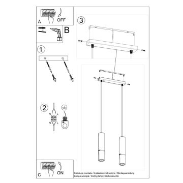 Luster na sajli LOOPEZ 2xGU10/10W/230V crna/bakar