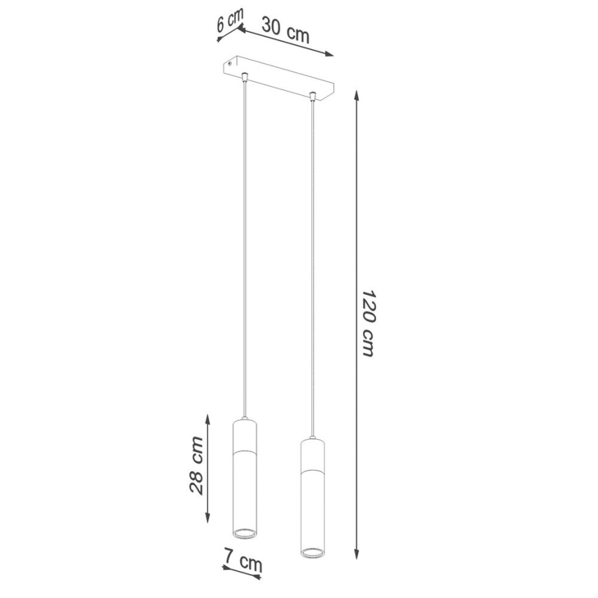 Luster na sajli ZANE 2xGU10/40W/230V beton/breza/bukva