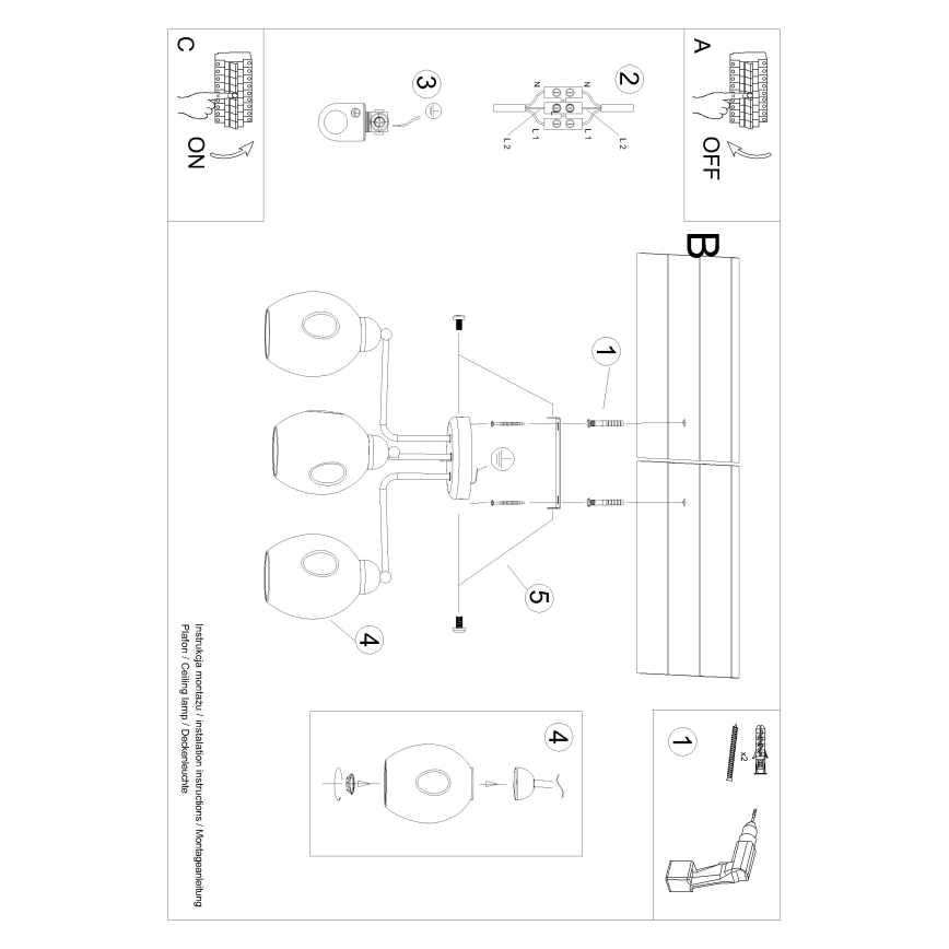 Viseći luster FILLAN 3xE27/60W/230V crna