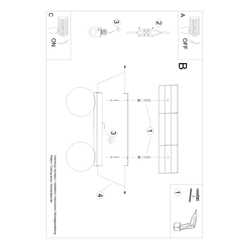 Stropna svjetiljka YOLI 2xG9/12W/230V crna