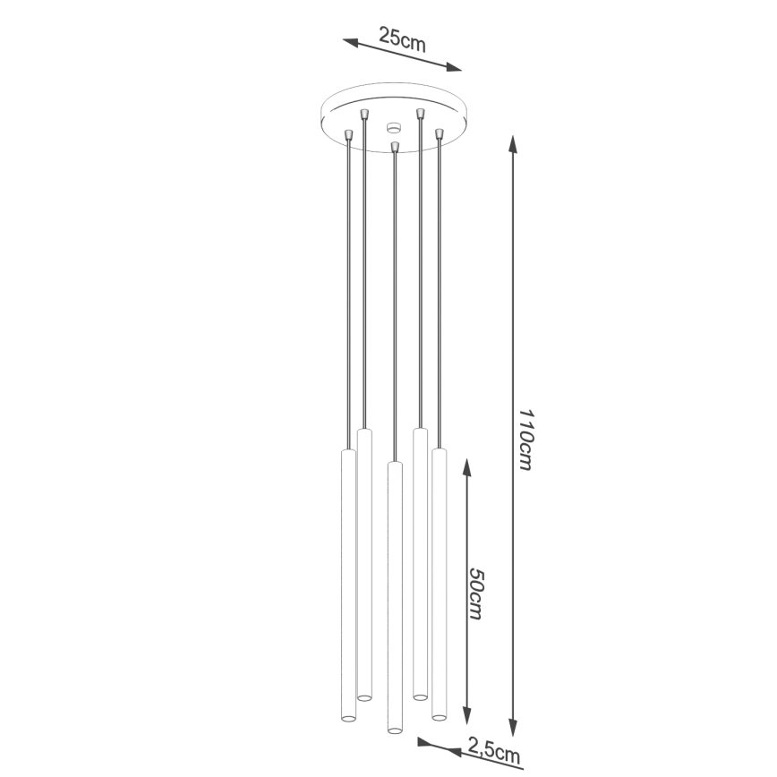 Luster na sajli PASTELO 5xG9/8W/230V bijela