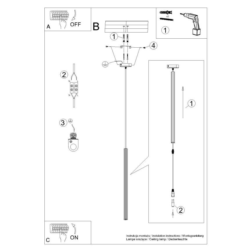 Luster na sajli ARCHE 1xG9/8W/230V bijela