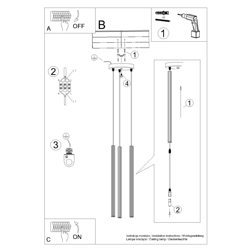 Luster na sajli ARCHE 3xG9/8W/230V bijela