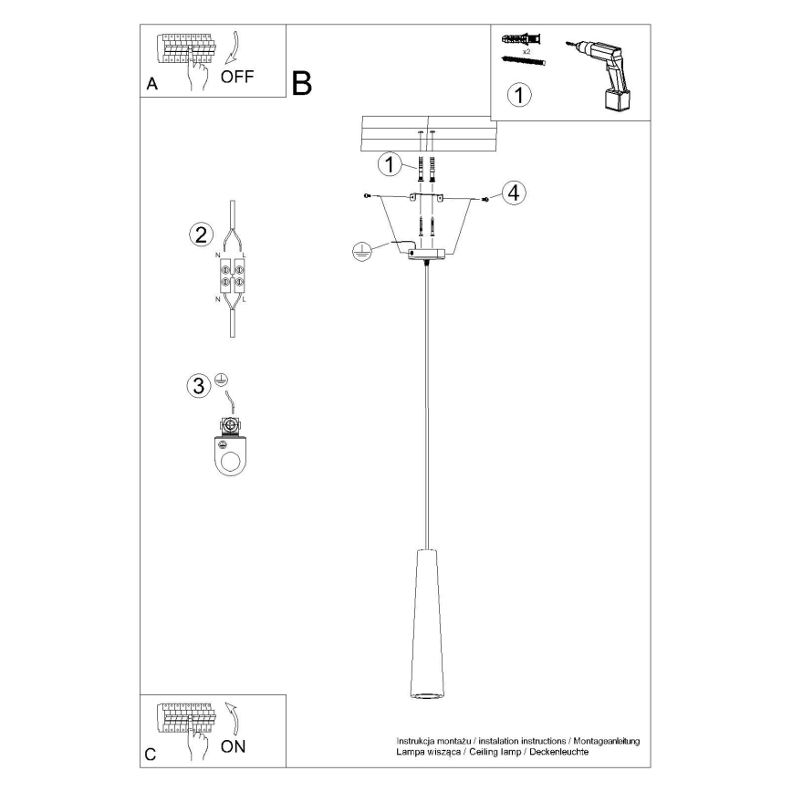 Luster na sajli ELECTRA 1xGU10/10W/230V beton/siva