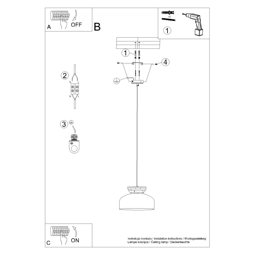 Luster na sajli MARION 1xE27/15W/230V pr. 29,5 cm crna