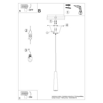 Luster na sajli ELECTRA 1xGU10/10W/230V beton/crna