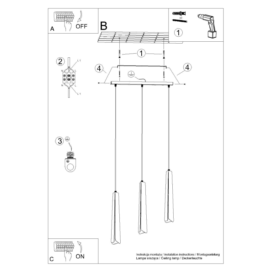 Luster na sajli PRYSM 3xG9/8W/230V bijela